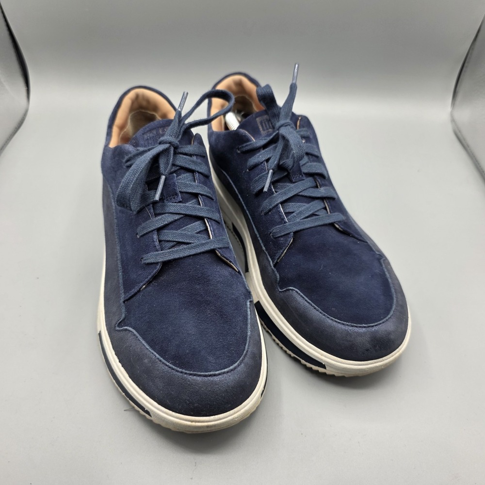 FitFlop Freya Sneakers Womens 8 Navy Blue Leather Comfort Lace Up Shoes Walking